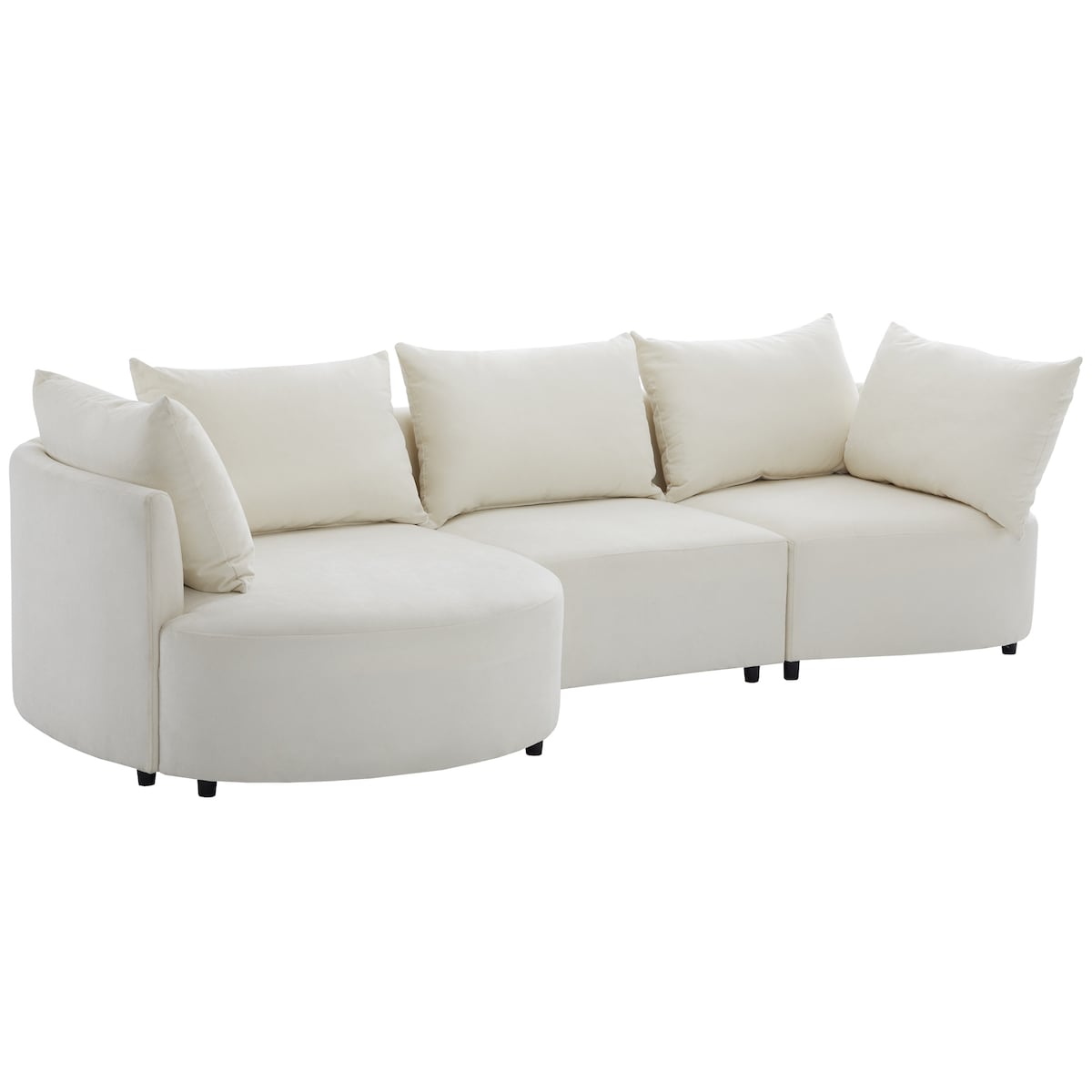 3-Piece Sectional Sofas with 5 Back Cushions and Curved Seat