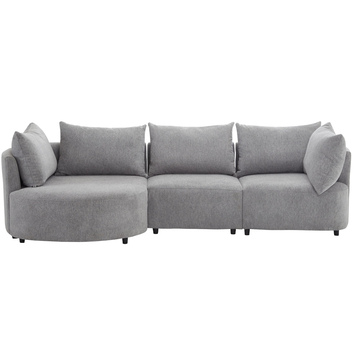 3-Piece Sectional Sofas with 5 Back Cushions and Curved Seat