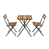 3-Piece Teak Wood Patio Bistro Set,Includes 1 Folding Table and 2 Folding Chairs with 2 Cushions