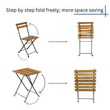 3-Piece Teak Wood Patio Bistro Set,Includes 1 Folding Table and 2 Folding Chairs with 2 Cushions