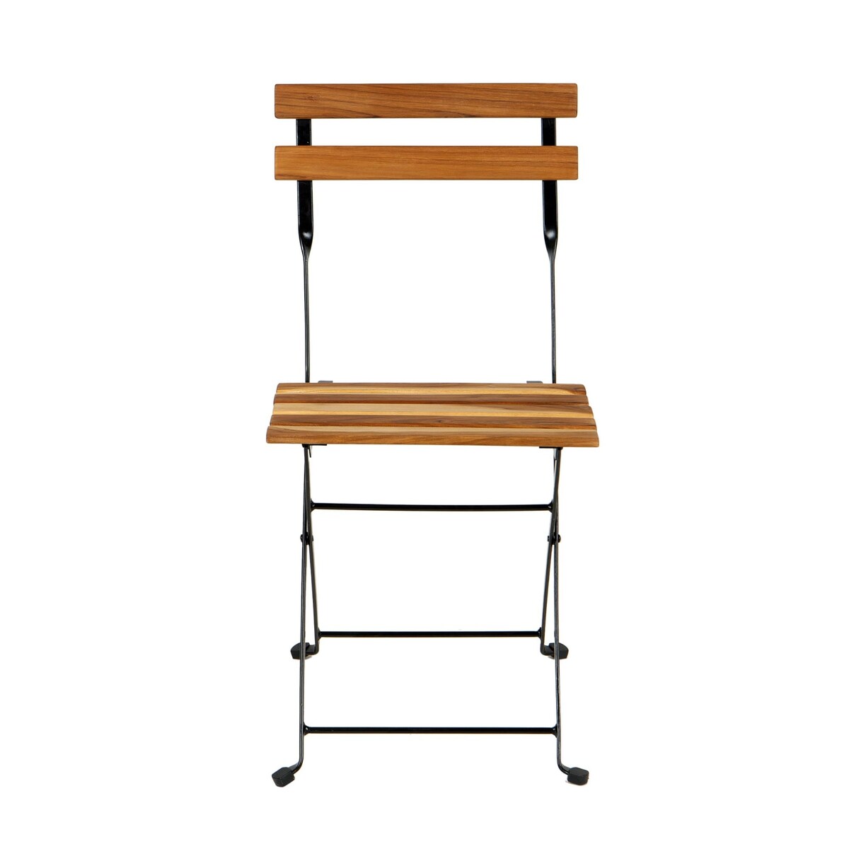 3-Piece Teak Wood Patio Bistro Set,Includes 1 Folding Table and 2 Folding Chairs with 2 Cushions