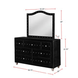 3 Piece Velvet Upholstered Bedroom Set in Black and Metallic