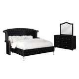 3 Piece Velvet Upholstered Bedroom Set in Black and Metallic
