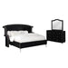 3 Piece Velvet Upholstered Bedroom Set in Black and Metallic