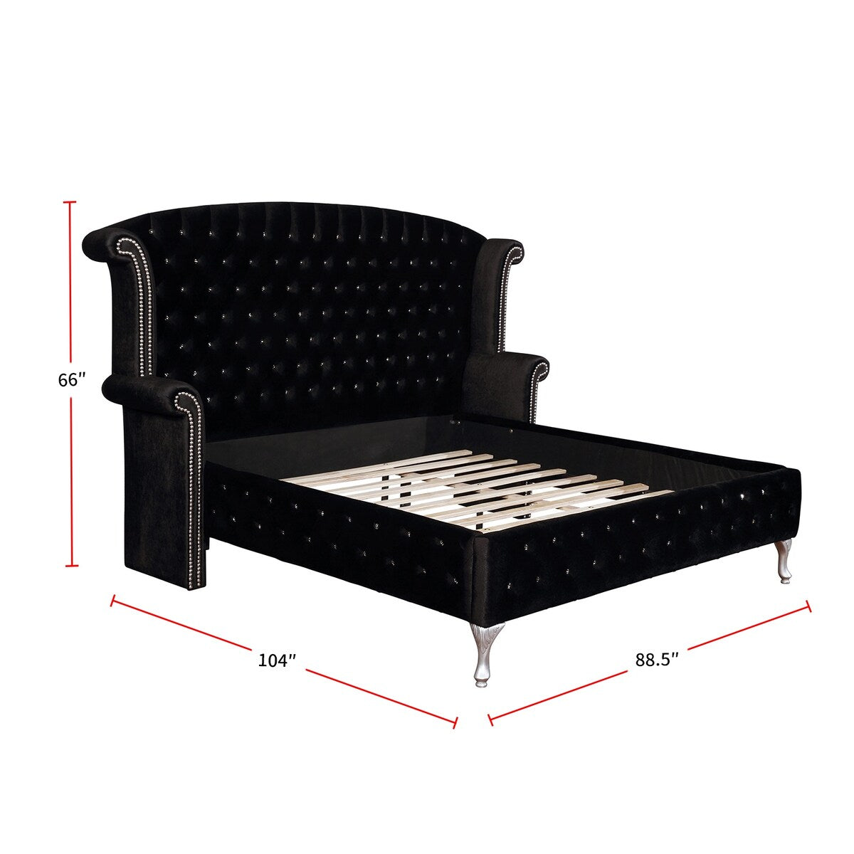3 Piece Velvet Upholstered Bedroom Set in Black and Metallic