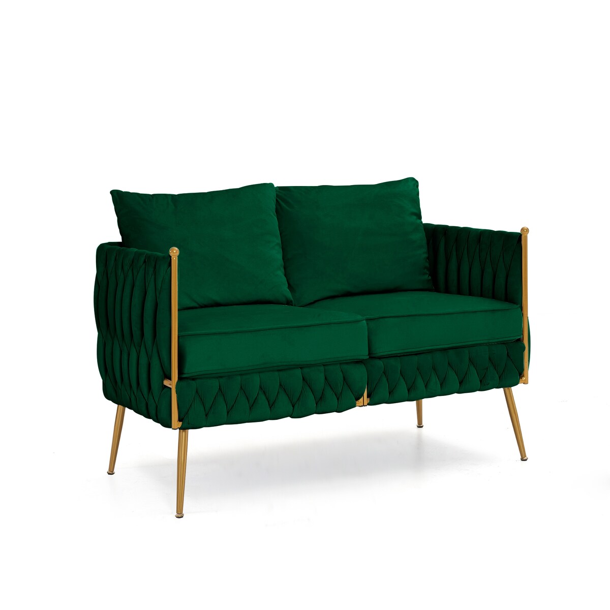 3-Piece Velvet Upholstered Handmade Woven Back Sofa Sets