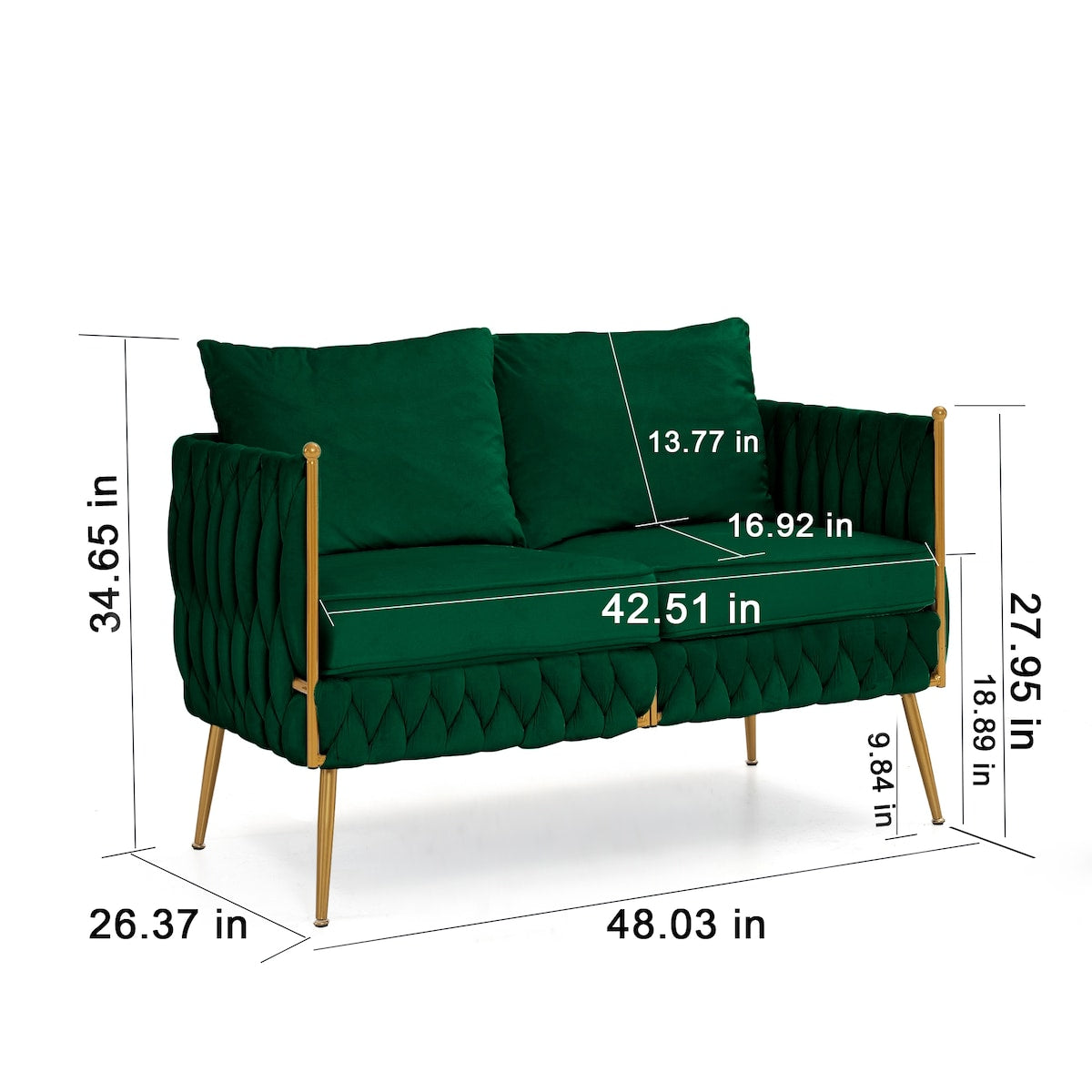 3-Piece Velvet Upholstered Handmade Woven Back Sofa Sets