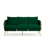 3-Piece Velvet Upholstered Handmade Woven Back Sofa Sets