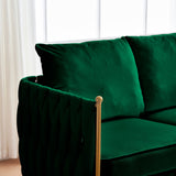 3-Piece Velvet Upholstered Handmade Woven Back Sofa Sets