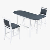 3-Piece Wood Counter Height Drop Leaf Dining Table Set with 2 Upholstered Dining Chairs for Small Place (White)