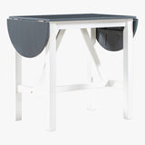 3-Piece Wood Counter Height Drop Leaf Dining Table Set with 2 Upholstered Dining Chairs for Small Place (White)