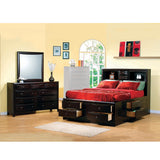 3 Piece Wood Frame Queen Bedroom Set with Storage Drawers in Cappuccino