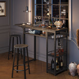 3 Pieces Bar Pub Table Set with Two Stools