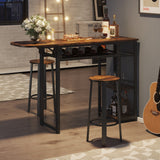 3 Pieces Bar Pub Table Set with Two Stools