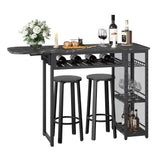 3 Pieces Bar Pub Table Set with Two Stools