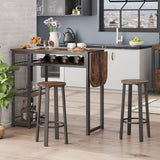 3 Pieces Bar Pub Table Set with Two Stools