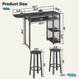 3 Pieces Bar Pub Table Set with Two Stools