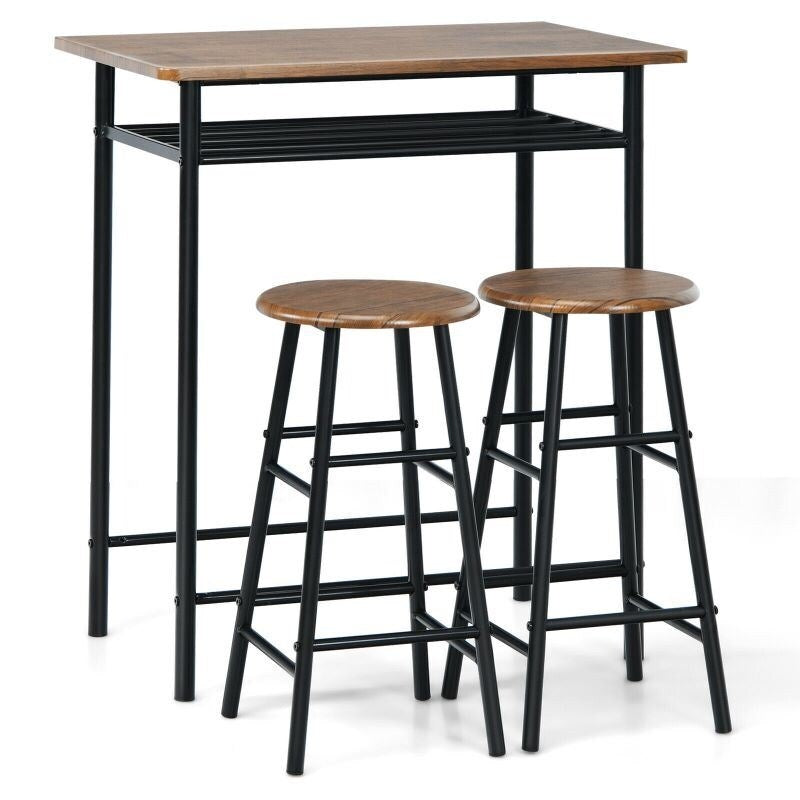 3 Pieces Bar Table Modern Counter Height Dining Set Table
