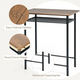 3 Pieces Bar Table Modern Counter Height Dining Set Table