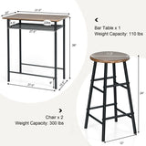 3 Pieces Bar Table Modern Counter Height Dining Set Table