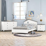 3-Pieces Bedroom Sets Twin Size Platform Bed with Nightstand and Storage Dresser