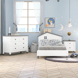 3-Pieces Bedroom Sets Twin Size Platform Bed with Nightstand and Storage Dresser