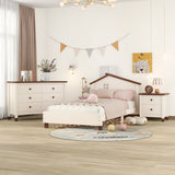 3-Pieces Bedroom Sets Twin Size Platform Bed with Nightstand and Storage Dresser