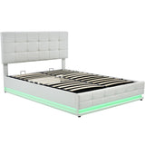 3-Pieces Bedroom Sets With Queen LED Storage Platform Bed and 2 Nightstands