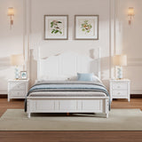 3-Pieces Bedroom Sets with Full Size Wood Platform Bed and Two Nightstands