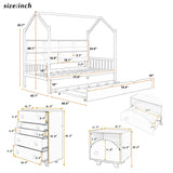 3-Pieces Bedroom Sets with House Bed, Nightstand and Chest,For Kids