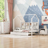3-Pieces Bedroom Sets with House Bed, Nightstand and Chest,For Kids