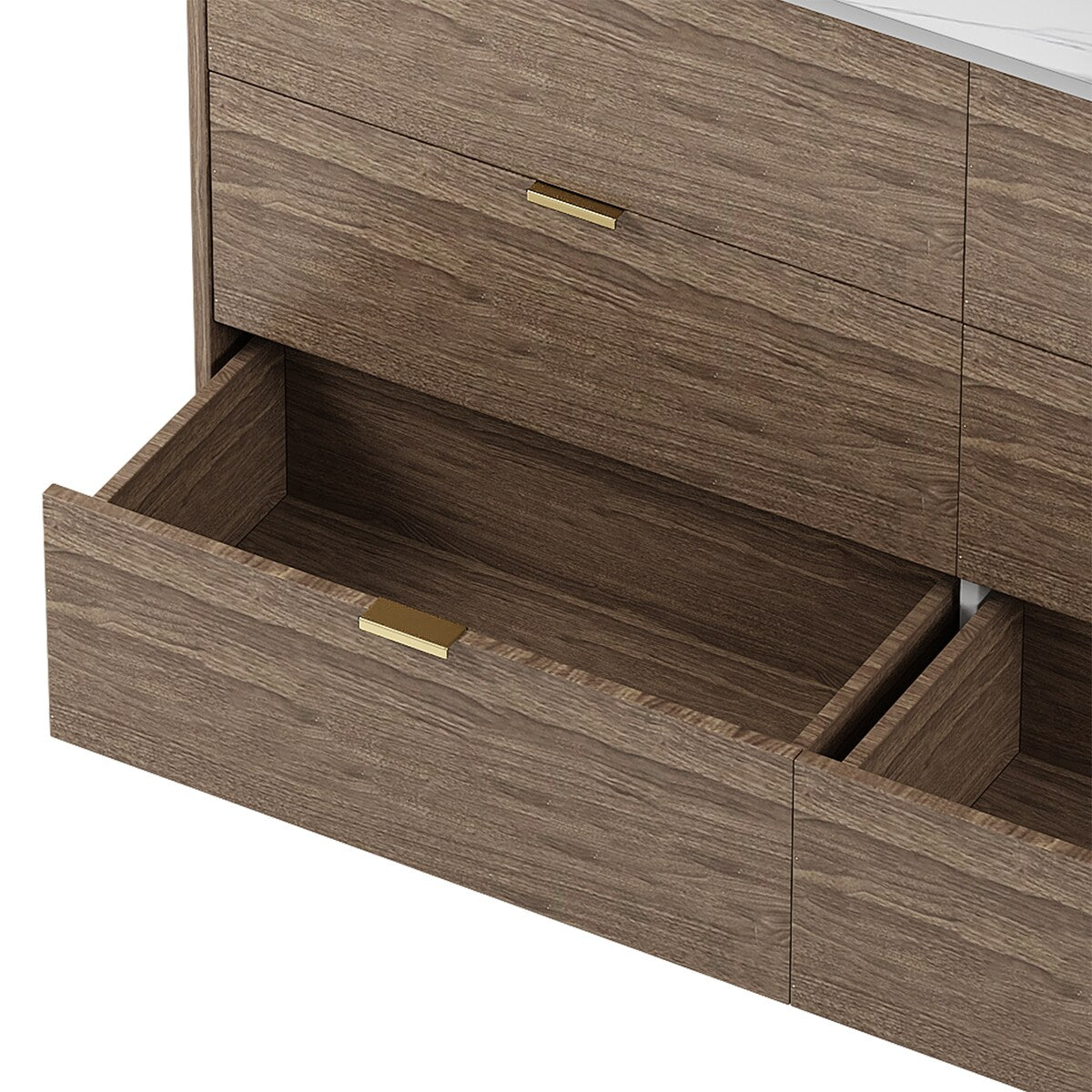3-Pieces Bedroom Sets, Queen Size Upholstered Platform Bed with 4 Drawers, Marble Top Nightstand and Storage Dresse