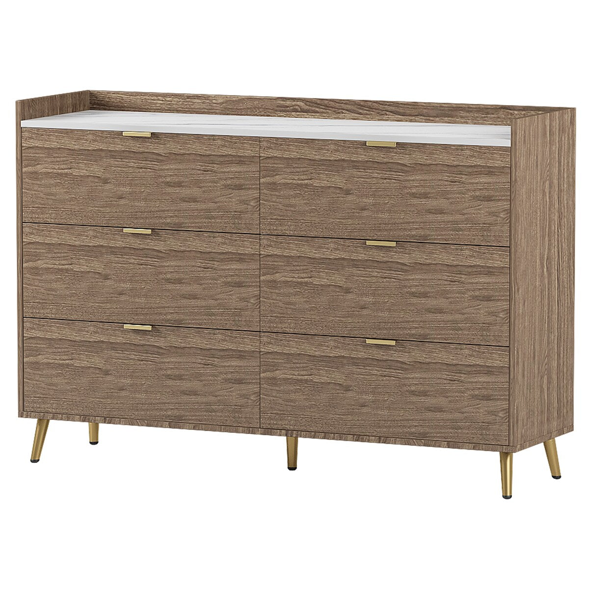 3-Pieces Bedroom Sets, Queen Size Upholstered Platform Bed with 4 Drawers, Marble Top Nightstand and Storage Dresse