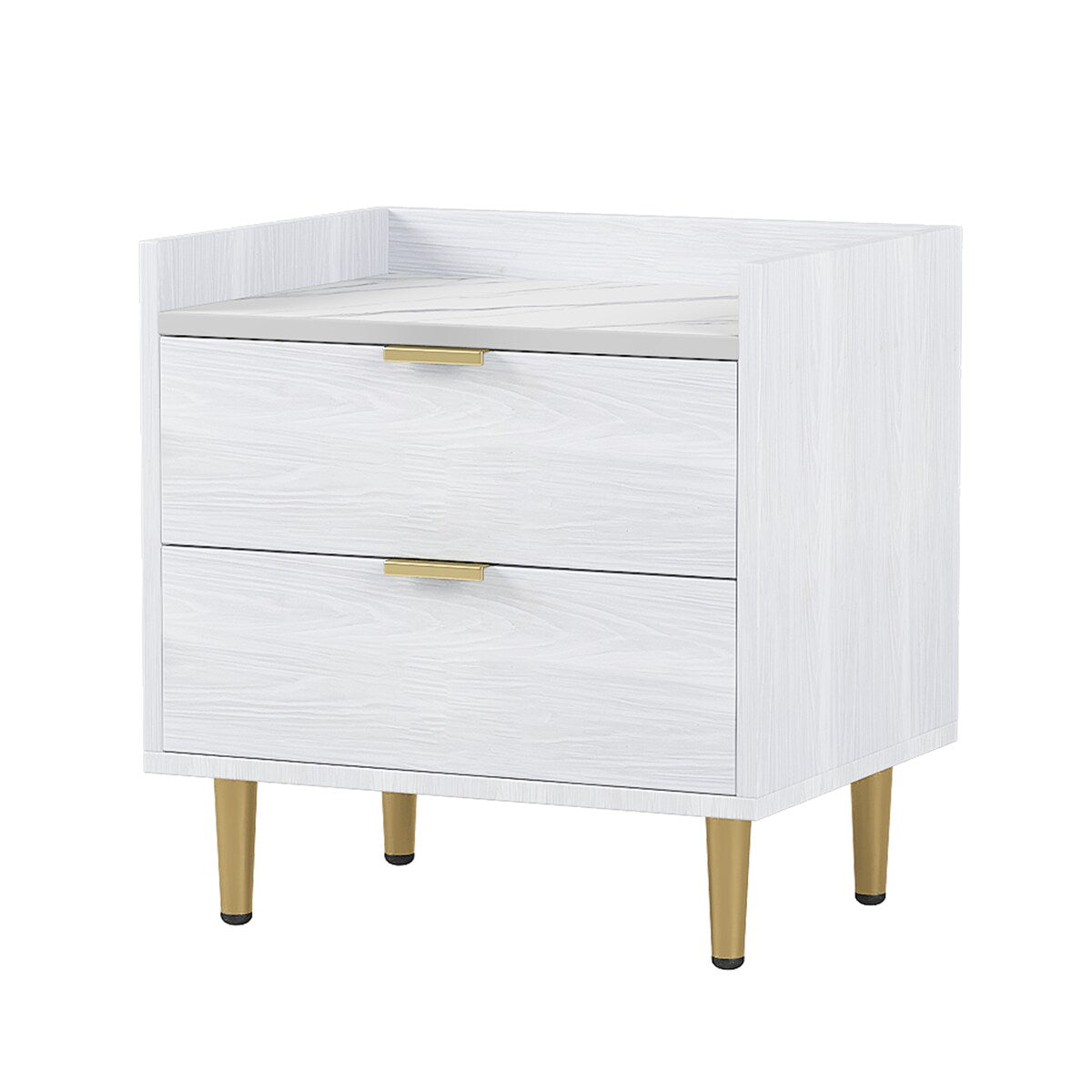 3-Pieces Bedroom Sets, Queen Size Upholstered Platform Bed with 4 Drawers, Marble Top Nightstand and Storage Dresse