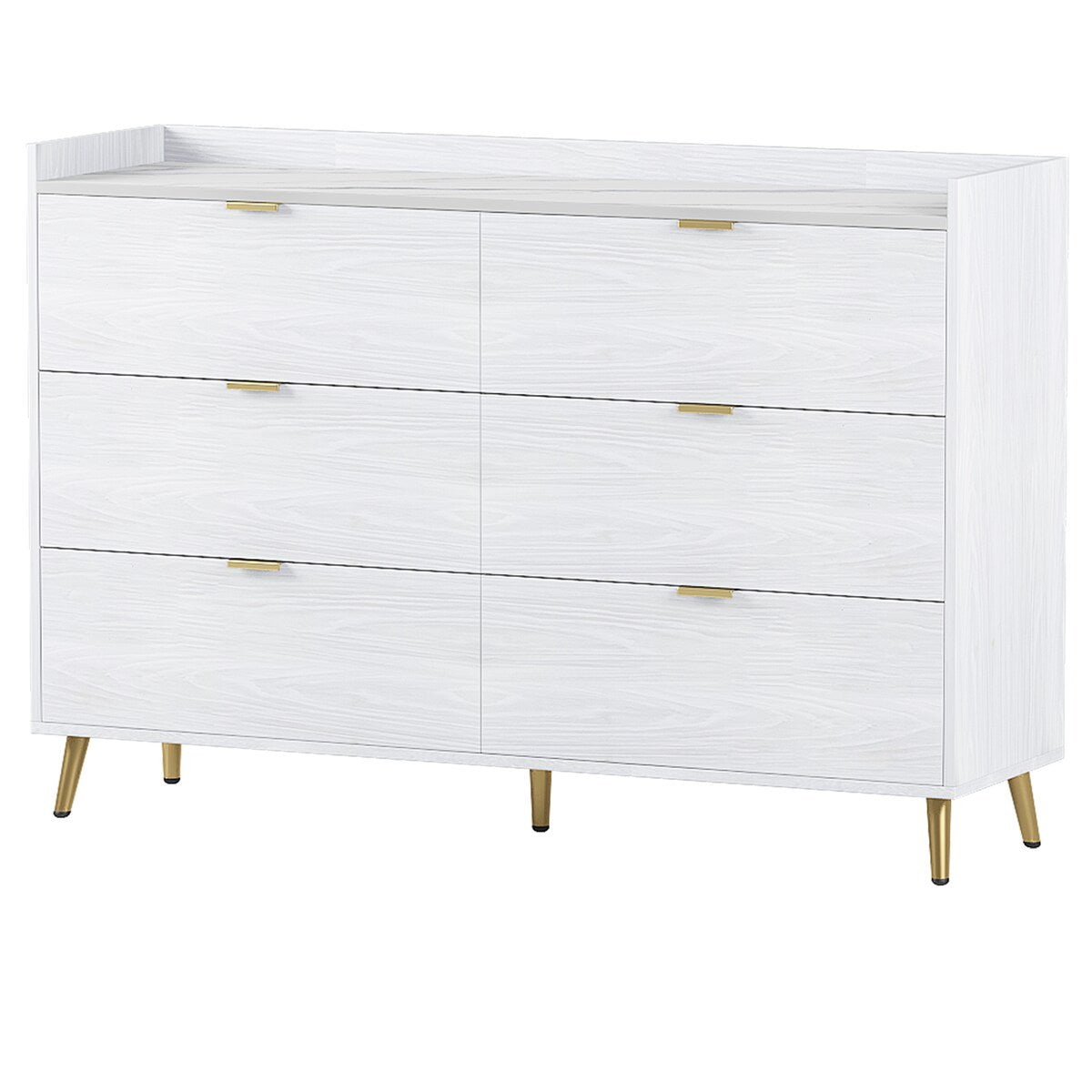 3-Pieces Bedroom Sets, Queen Size Upholstered Platform Bed with 4 Drawers, Marble Top Nightstand and Storage Dresse