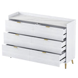 3-Pieces Bedroom Sets, Queen Size Upholstered Platform Bed with 4 Drawers, Marble Top Nightstand and Storage Dresse