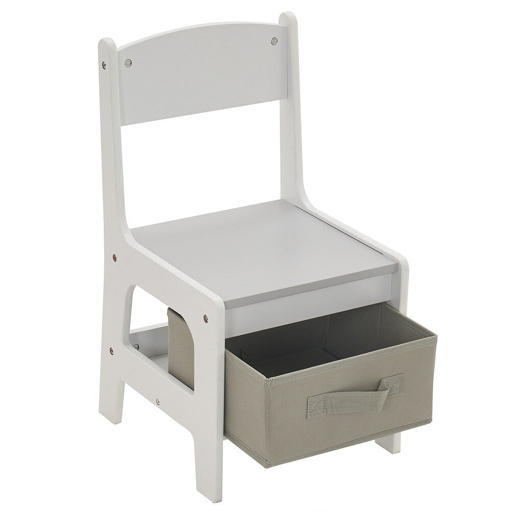 3 Pieces Children's Wooden Table and Chair Set With Two Storage Bags