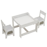 3 Pieces Children's Wooden Table and Chair Set With Two Storage Bags
