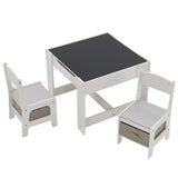 3 Pieces Children's Wooden Table and Chair Set With Two Storage Bags