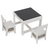 3 Pieces Children's Wooden Table and Chair Set With Two Storage Bags