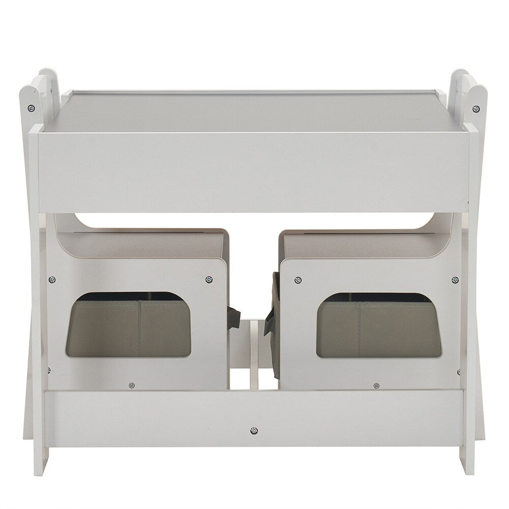 3 Pieces Children's Wooden Table and Chair Set With Two Storage Bags