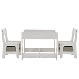 3 Pieces Children's Wooden Table and Chair Set With Two Storage Bags