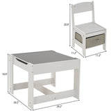 3 Pieces Children's Wooden Table and Chair Set With Two Storage Bags