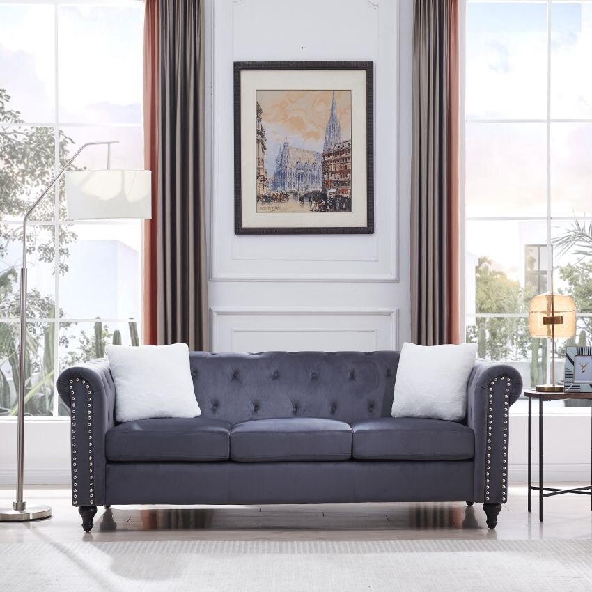 3 Pieces Living Room Sofa Sets including 3 Seat Sofa, Love seat and Sofa Chair, Five Pillows
