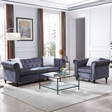 3 Pieces Living Room Sofa Sets including 3 Seat Sofa, Love seat and Sofa Chair, Five Pillows