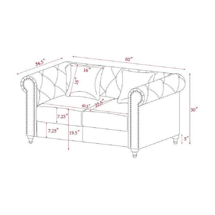 3 Pieces Living Room Sofa Sets including 3 Seat Sofa, Love seat and Sofa Chair, Five Pillows