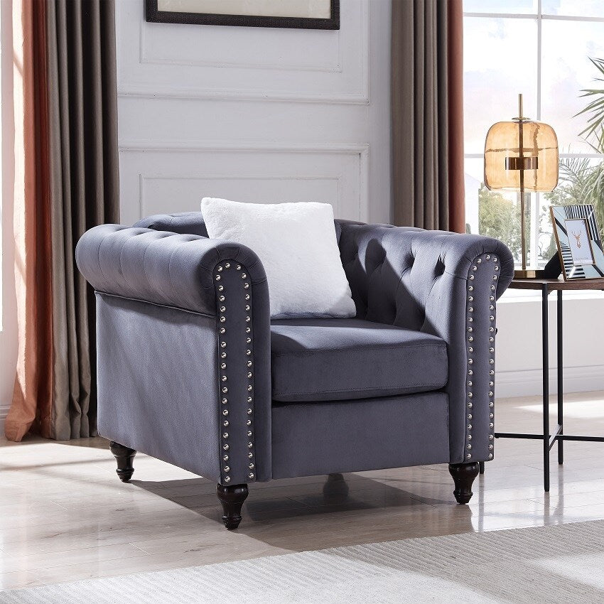 3 Pieces Living Room Sofa Sets including 3 Seat Sofa, Love seat and Sofa Chair, Five Pillows
