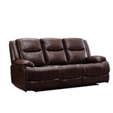 3 Pieces Manual Genuine Leather Recliner Sofa Set with Cup Holders