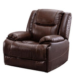 3 Pieces Manual Genuine Leather Recliner Sofa Set with Cup Holders