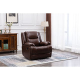 3 Pieces Manual Genuine Leather Recliner Sofa Set with Cup Holders